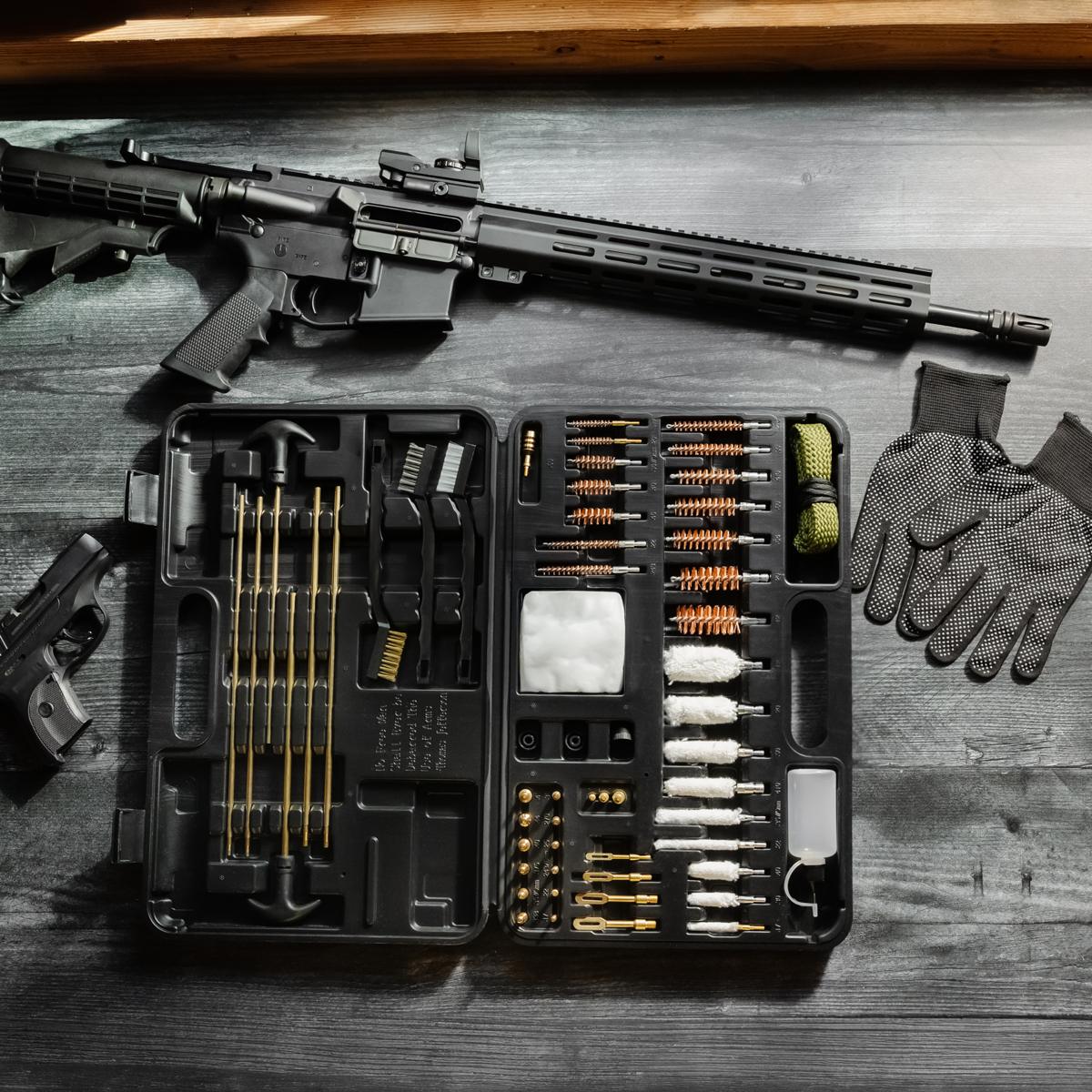 AR-style rifle above the open kit