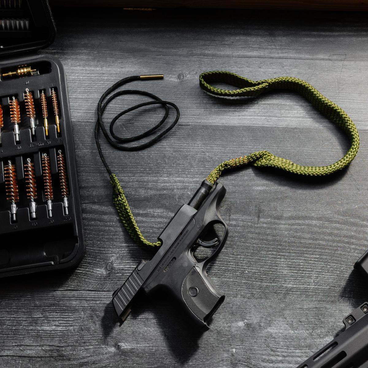Bore rope pulled through a pistol